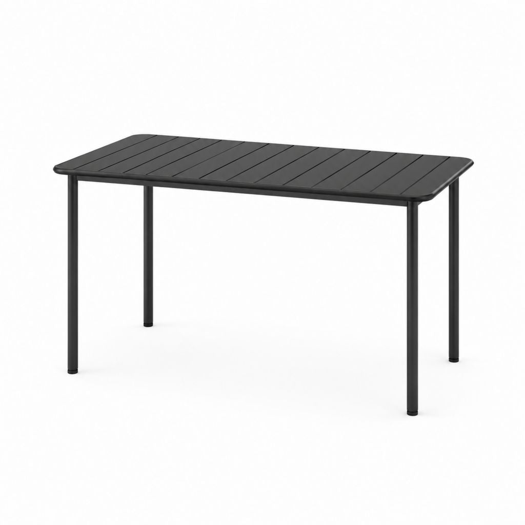 Table de jardin rectangulaire noire en aluminium 150 x 90 x 75 cm