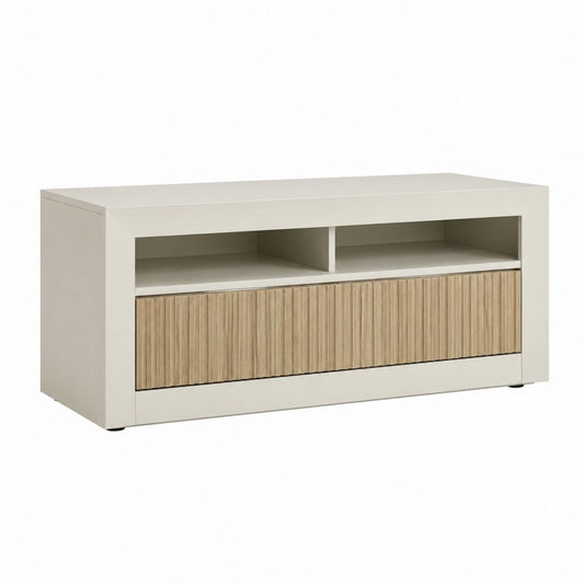 Meuble TV rectangulaire blanc et chêne clair en panneaux MDF 120 x 40 x 60 cm