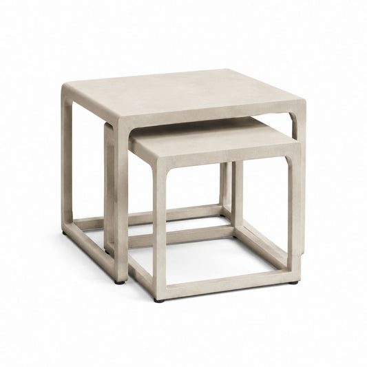 Tables basses gigognes carrées beige en MDF finition effet béton 50 x 50 x 50 cm et 40 x 40 x 40 cm