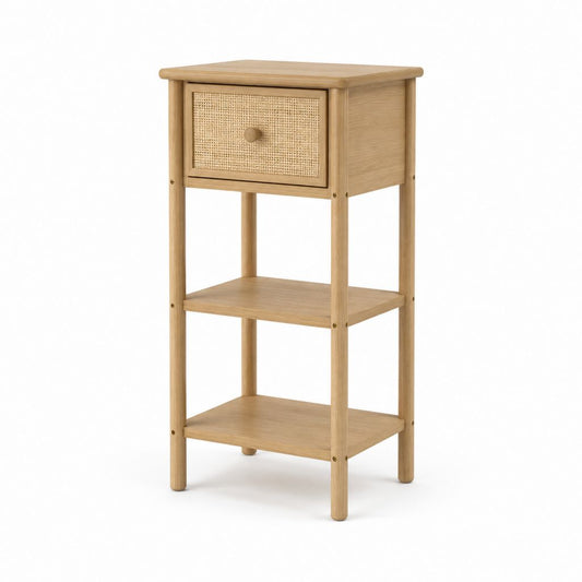 Table de chevet en bambou naturel avec tiroir en cannage de rotin 40 x 30 x 65 cm