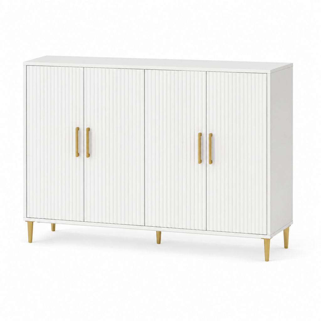 Armoire de chambre 4 portes blanche en panneaux MDF rectangulaire 160 x 40 x 100 cm