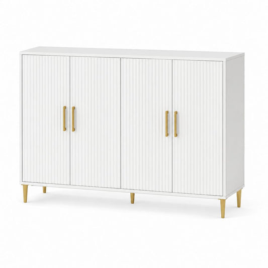 Armoire de chambre 4 portes blanche en panneaux MDF rectangulaire 160 x 40 x 100 cm